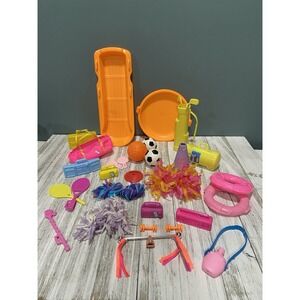 Vintage 90s Barbie Mattel Sports Snow Accessories Lot Cheer Sled Radios